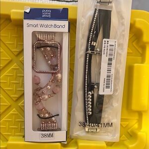 Rose Gold and Black Smart Watch Band Set